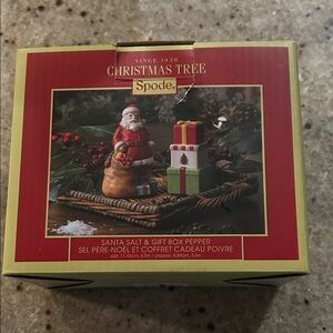 Spode Christmas Tree Story Box in Red and Green Salt and Pepper Brand New
